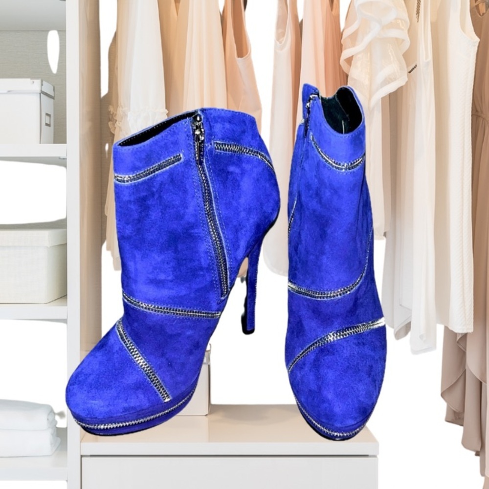 Colin Stuart Size 9b Booties Zipper Violet Blue P… - image 2